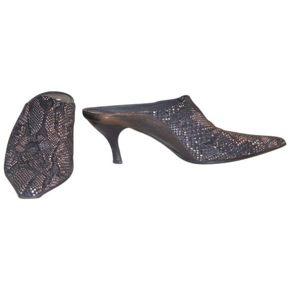 Donald J. Pliner Shoes - Reptile Embossed Suede Mules Slides 8B